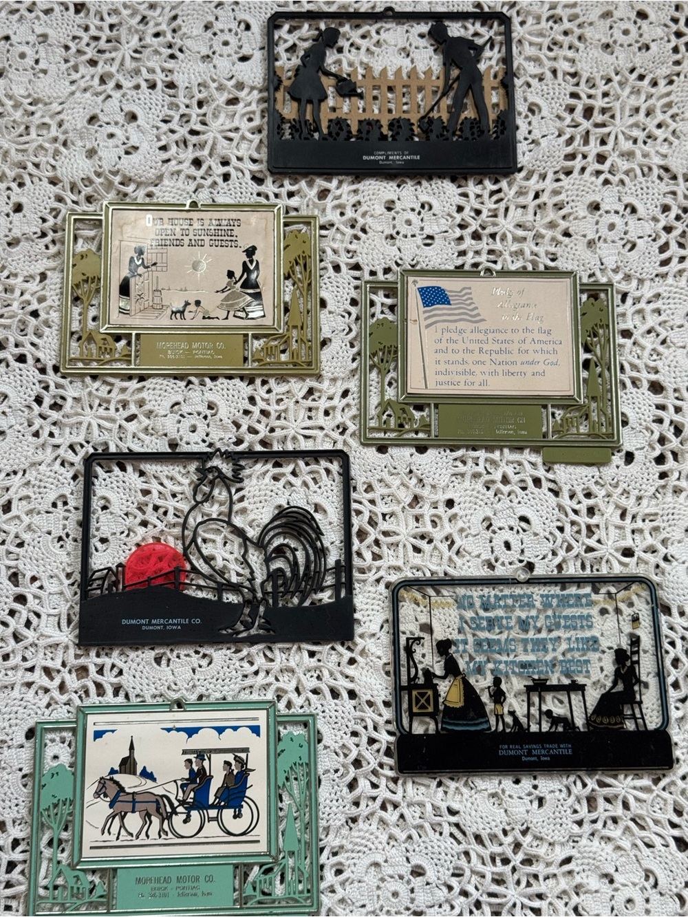 Vintage Plastic Advertising Wall Plaques Iowa Americana Lot of 6